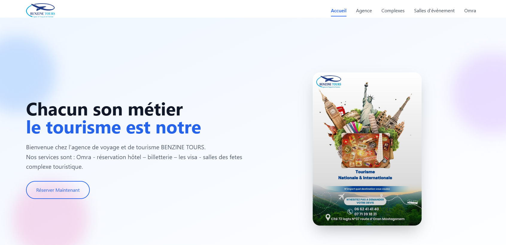 Benzine Tours Interface